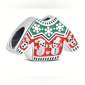 Silver, Red & Green Christmas Sweater Charm